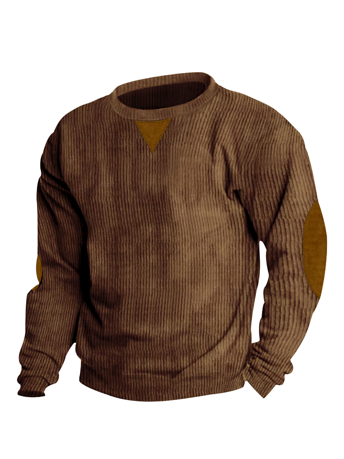 Men's Corduroy Round Neck Long Sleeve Casual Sweatshirt
