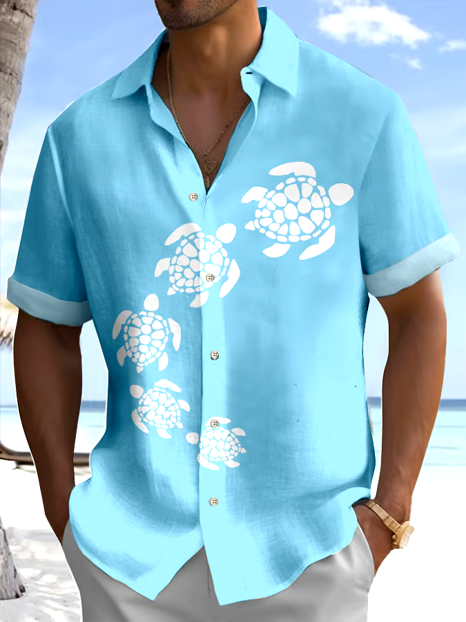 Men's Turtle Printed Casual Resort Shirt